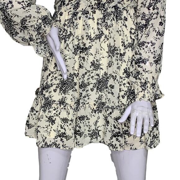 Floral Print Mini Dress NWOT Long Sleeve Tie and Hidden Zipper on Back Size M - Picture 3 of 14